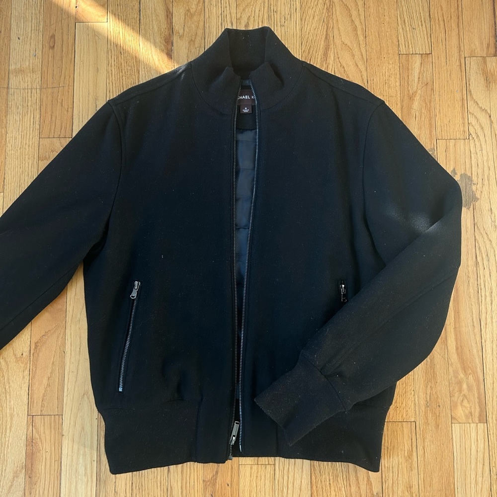 Michael Kors Wool Bomber Coat Jacket. Zip Up collar with Lining